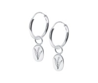 Lily of the Valley Birth Flower Silver Hoop Earring Charms HO-2699